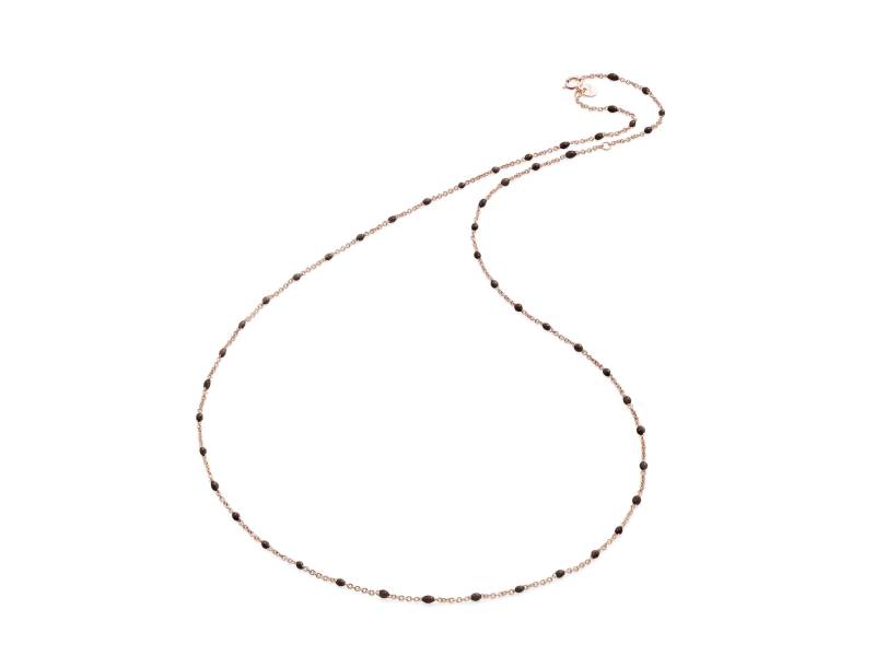 18KT ROSE GOLD NECKLACE WITH BROWN-CHOCOLATE RESIN SPHERE DOTS BURATO CS499